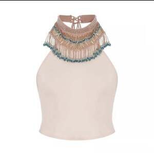 My Beachy Side x Emily In Paris Beaded Halter Top Size M